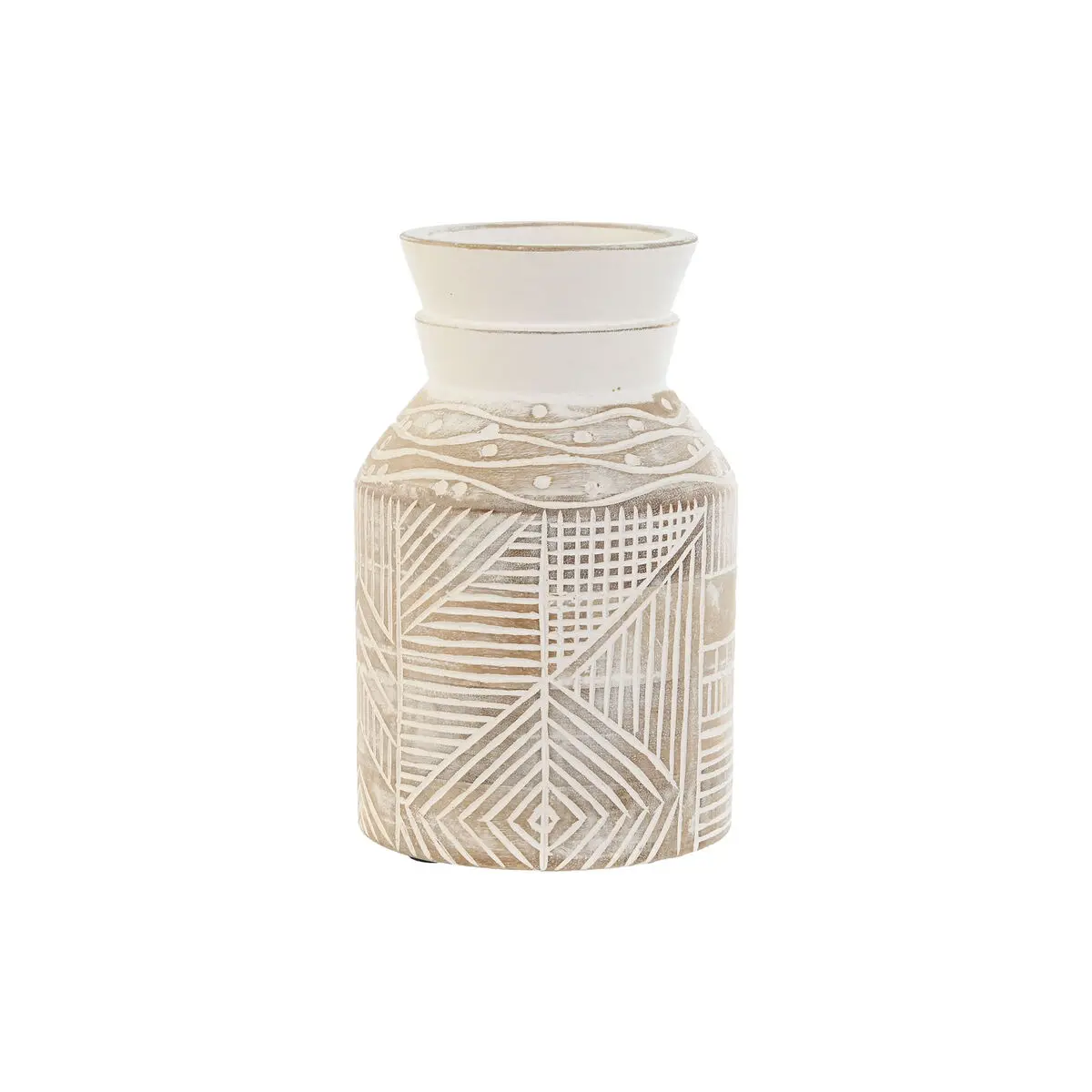 Vaso Home ESPRIT Bianco Naturale Legno di mango Coloniale 15 x 15 x 38 cm