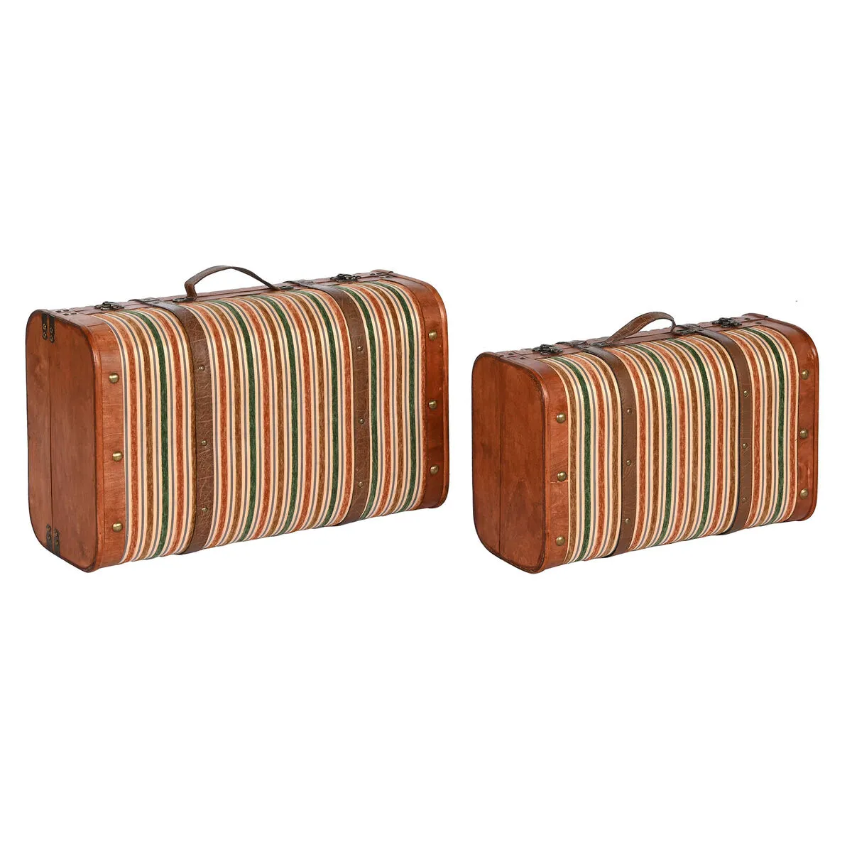 Set di Bauli Home ESPRIT Marrone Multicolore Legno Tela Coloniale 60 x 24 x 37,5 cm (2 Unità)