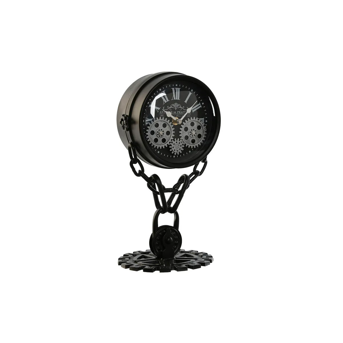 Orologio da Tavolo Home ESPRIT Nero Argentato Metallo Cristallo 18 x 17 x 33 cm