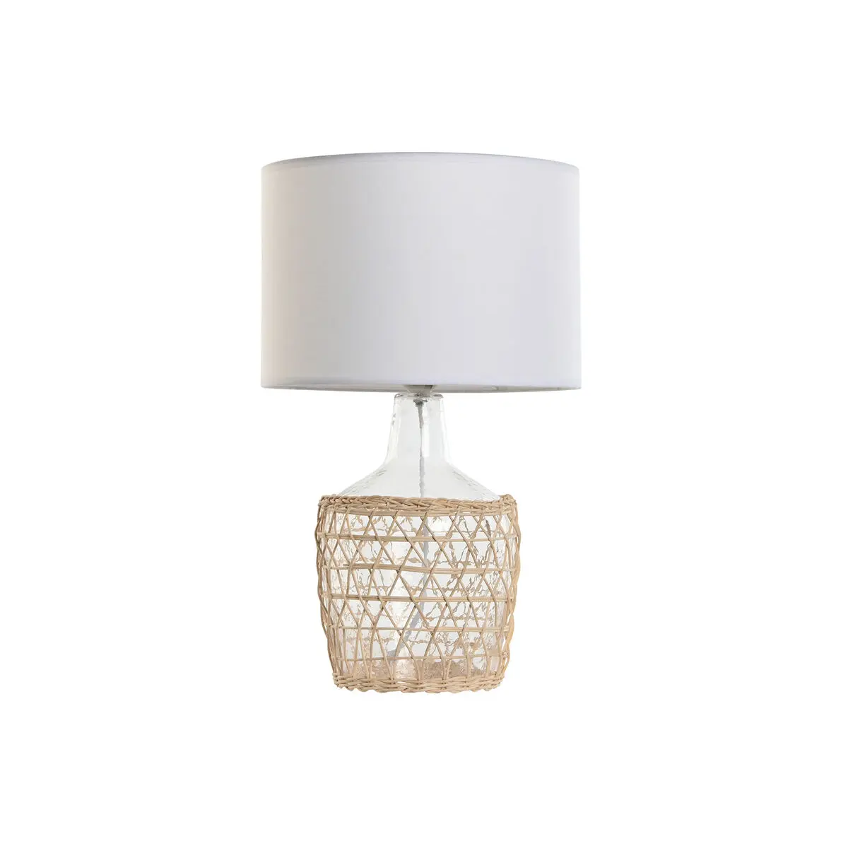 Lampada da tavolo Home ESPRIT Bianco Marrone Cristallo Corda 220 W 60 V 28 x 28 x 45 cm (2 Unità)