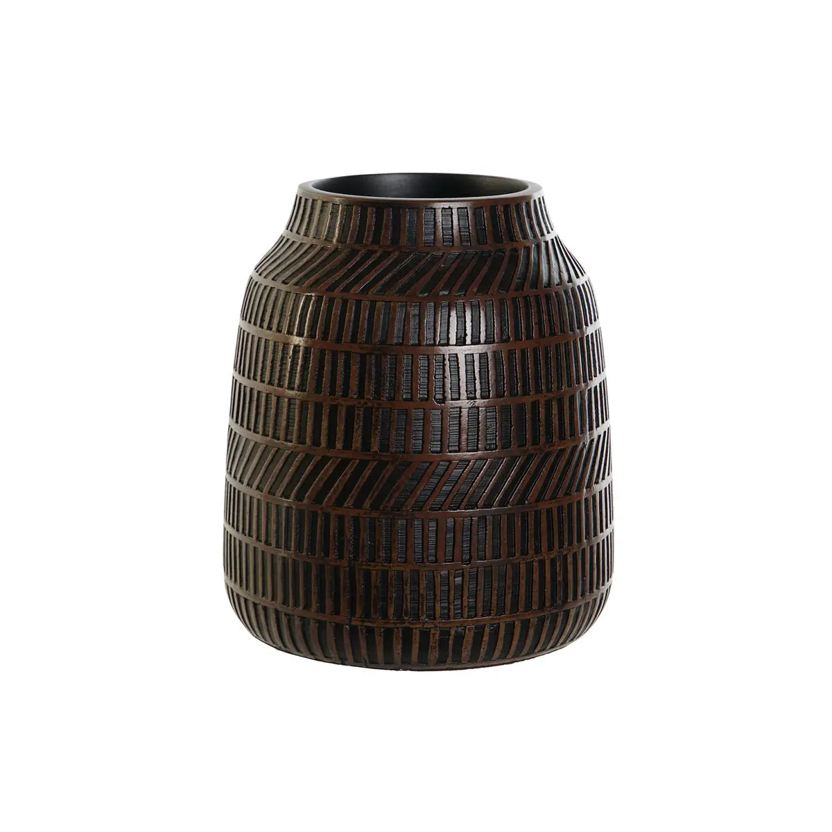 Vaso Home ESPRIT Marrone Nero Resina Coloniale 19 x 19 x 21 cm