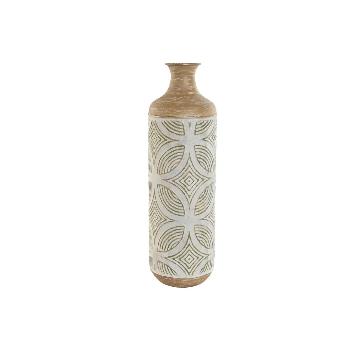 Vaso Home ESPRIT Verde Beige Naturale Metallo Tropicale 18 x 18 x 56 cm