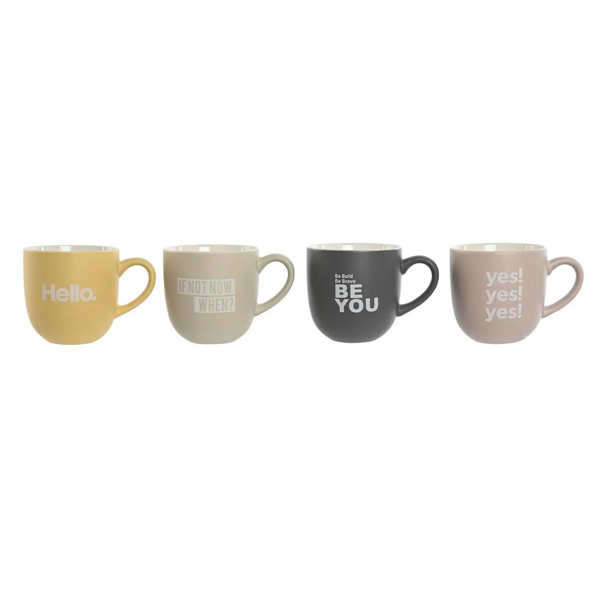 Set di 4 Tazze Mug Home ESPRIT Giallo Beige Grigio Rosa Porcellana 410 ml