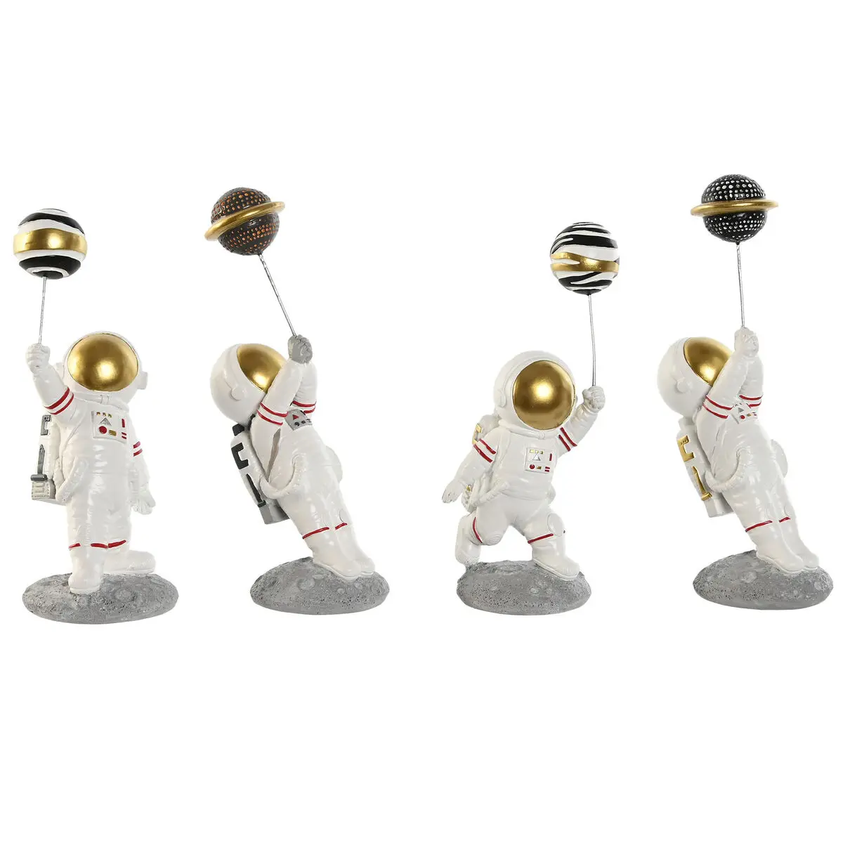 Statua Decorativa Home ESPRIT Bianco Dorato Astronauta 10,5 x 10,5 x 25 cm (4 Unità)