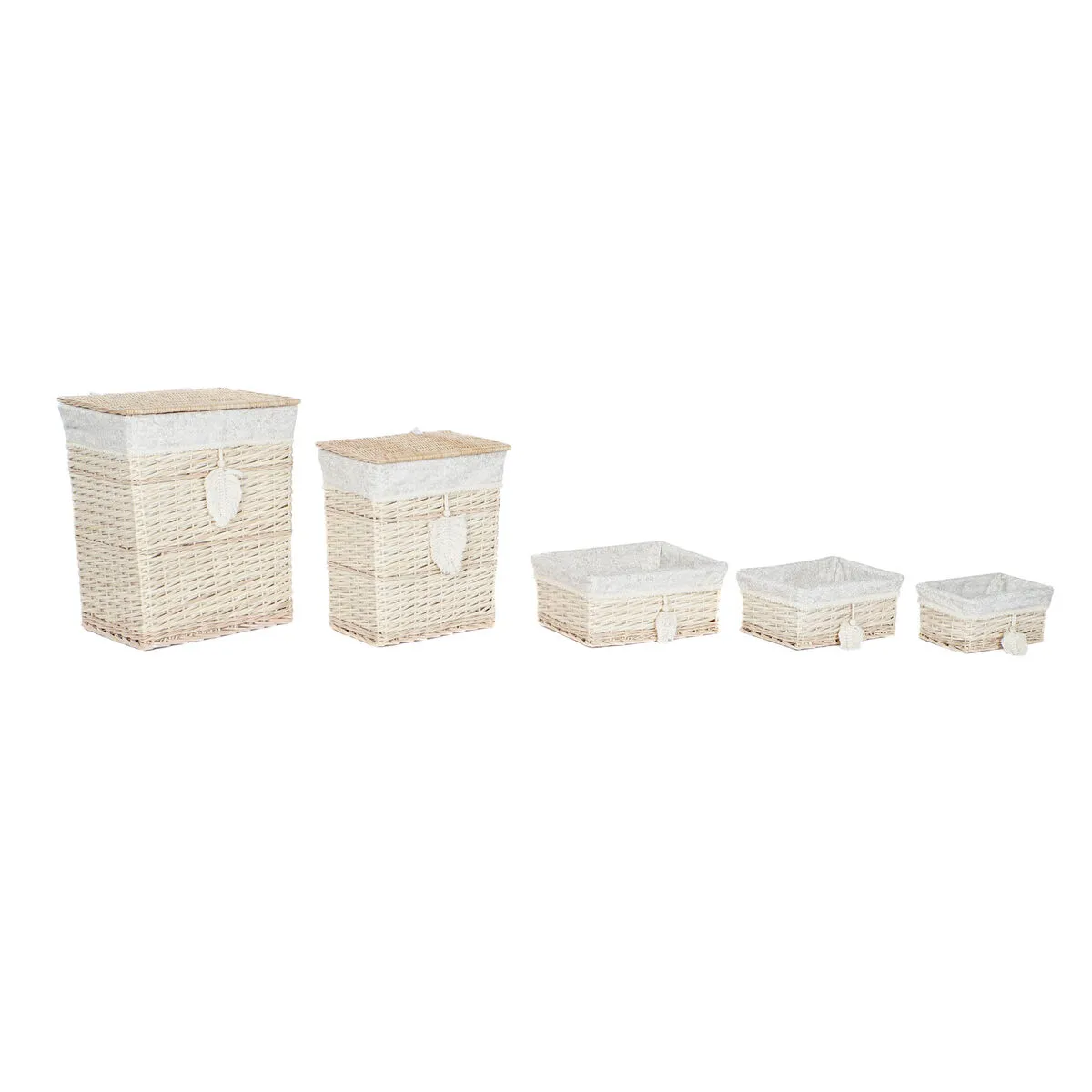 Set di Cesti Home ESPRIT Crema Naturale 47 x 35 x 55 cm