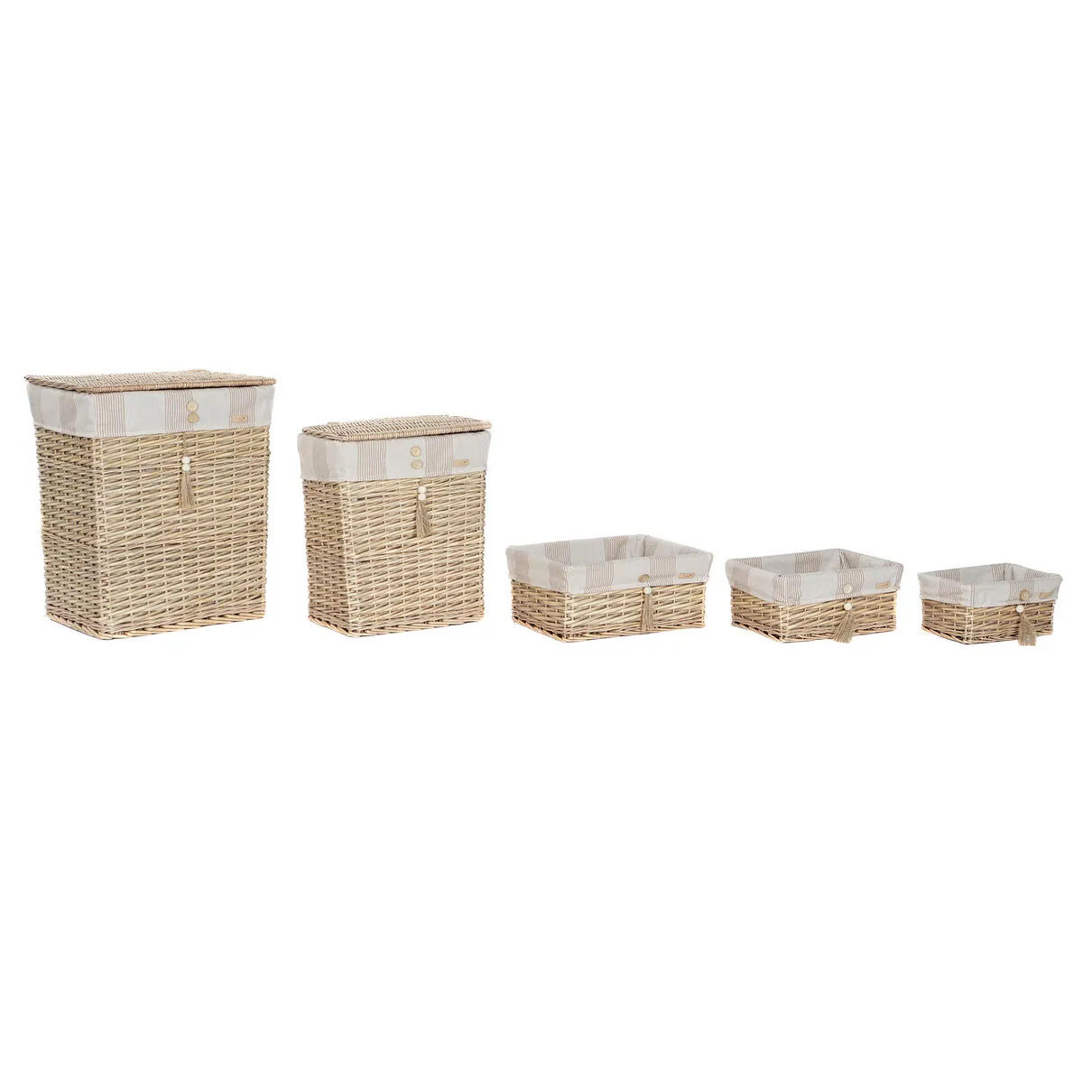 Cesto per i Panni Sporchi Home ESPRIT Beige Naturale 5 Pezzi 47 x 35 x 56 cm