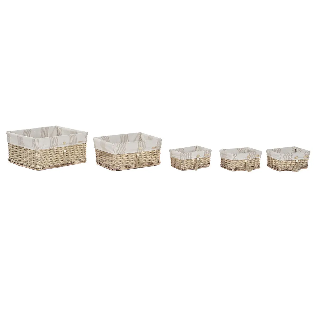 Set di Cestini Home ESPRIT Marrone Beige Naturale 48 x 38 x 22 cm (5 Pezzi)