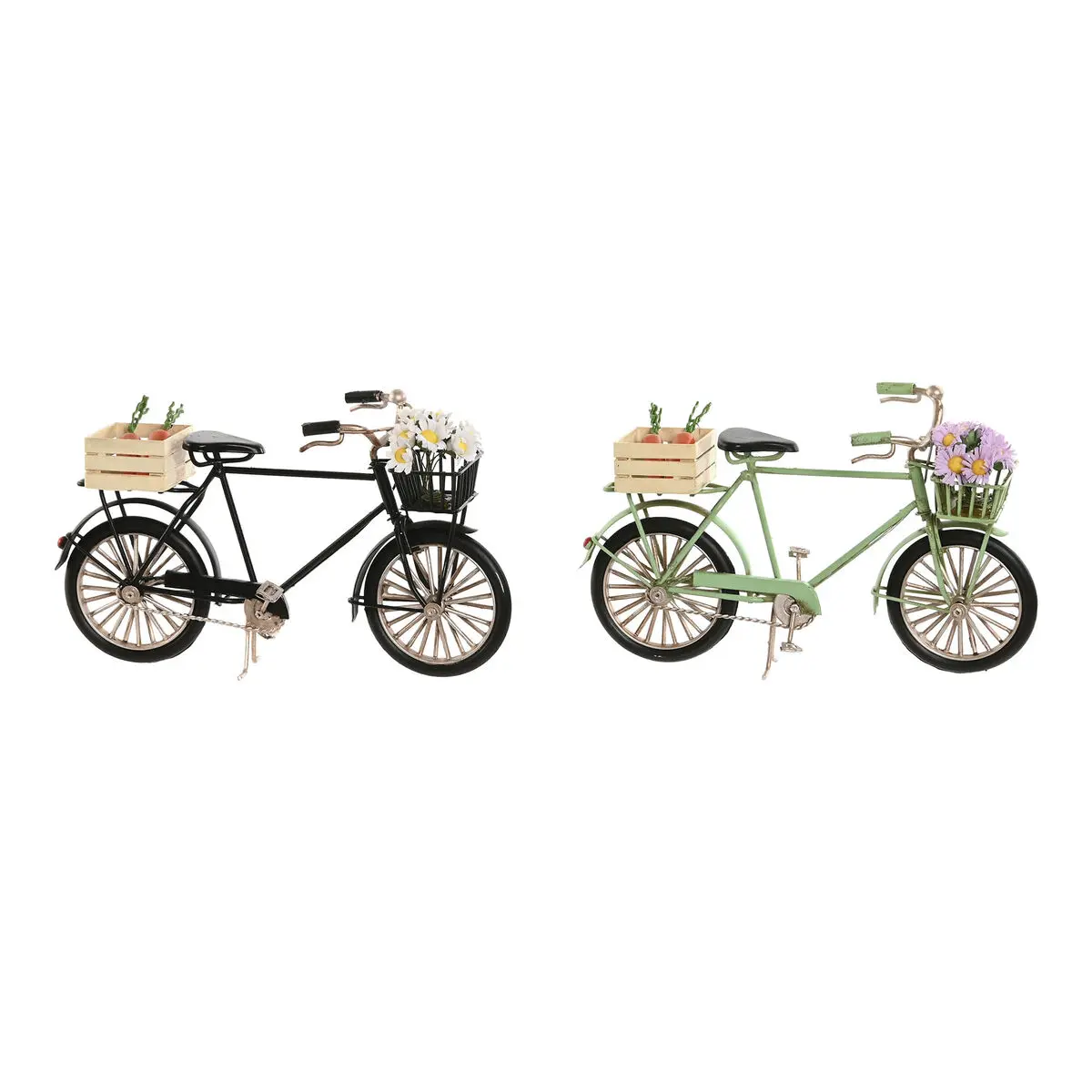 Statua Decorativa Home ESPRIT Nero Menta Bicicletta Vintage 24 x 9 x 13 cm (2 Unità)