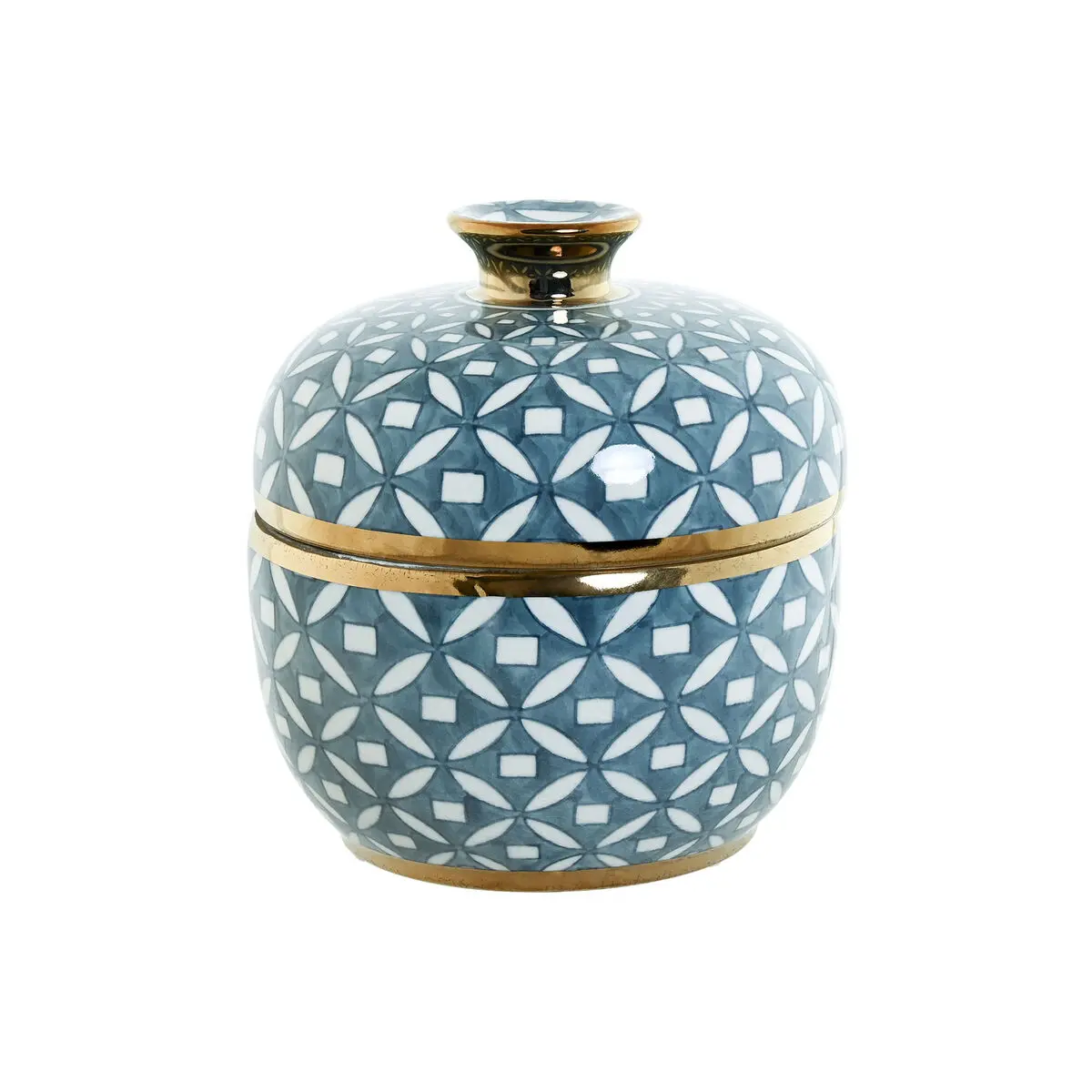 Vaso Home ESPRIT Azzurro Dorato Alluminio Porcellana 18,5 x 18,5 x 20 cm