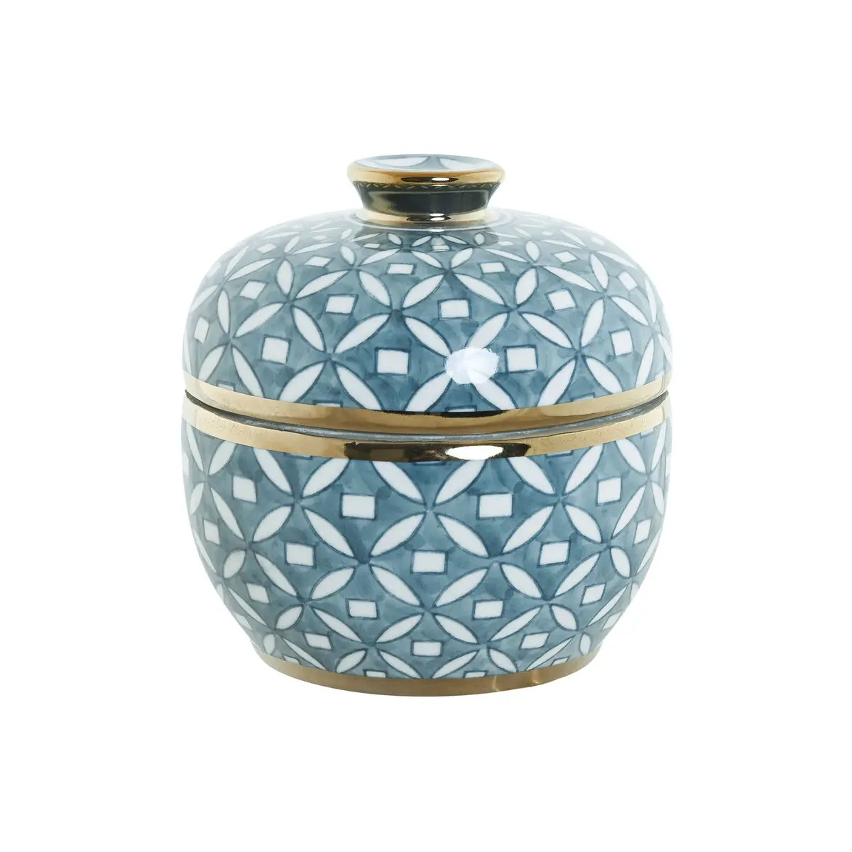 Vaso Home ESPRIT Azzurro Dorato Alluminio Porcellana 15 x 15 x 15 cm