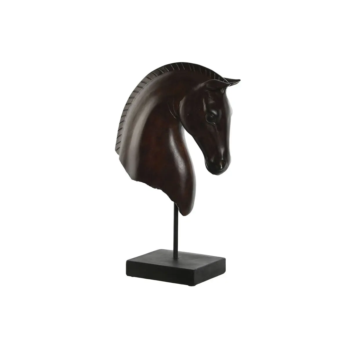 Statua Decorativa Home ESPRIT Nero Marrone scuro Cavallo 27 x 13 x 42,5 cm