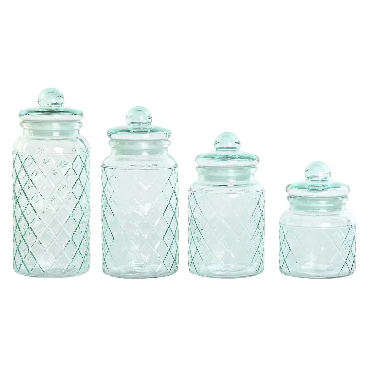 Set di 4 Barattoli Home ESPRIT Azzurro Cristallo 1,4 L 11 x 11 x 25,5 cm