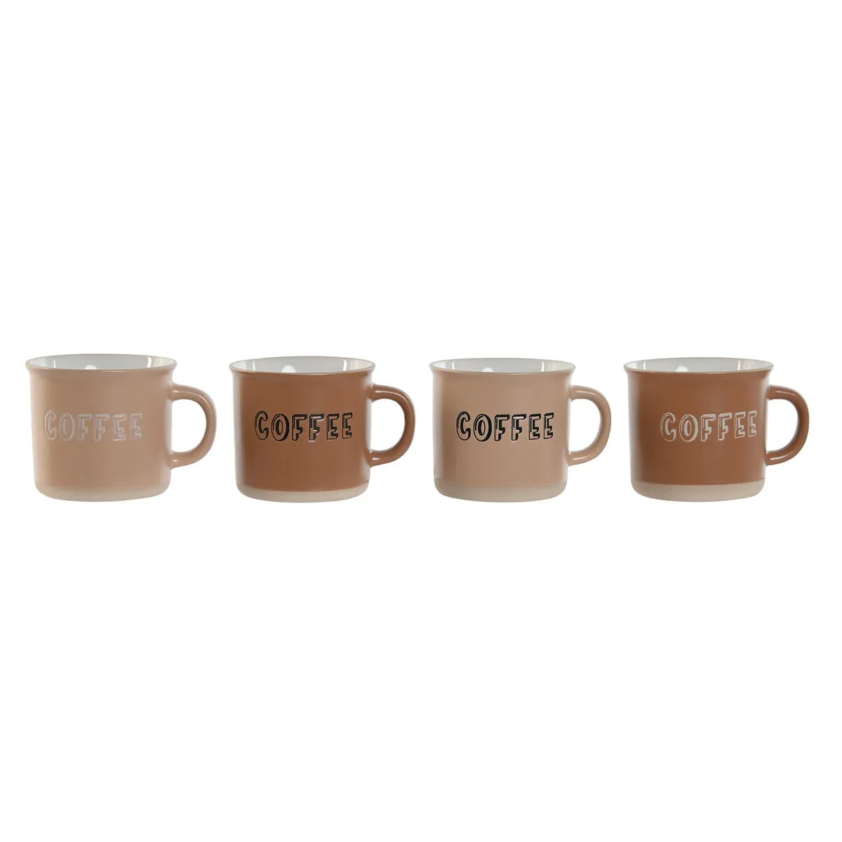 Set di Tazze da Caffè Home ESPRIT Marrone Gres 4 Pezzi 180 ml