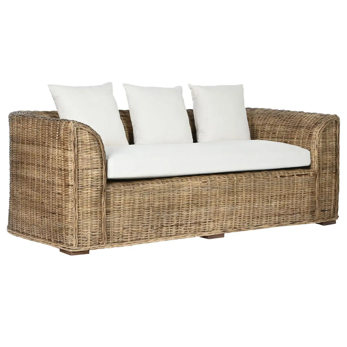 Divano da Giardino Home ESPRIT Bianco Marrone Naturale Rattan 174 x 88 x 69 cm