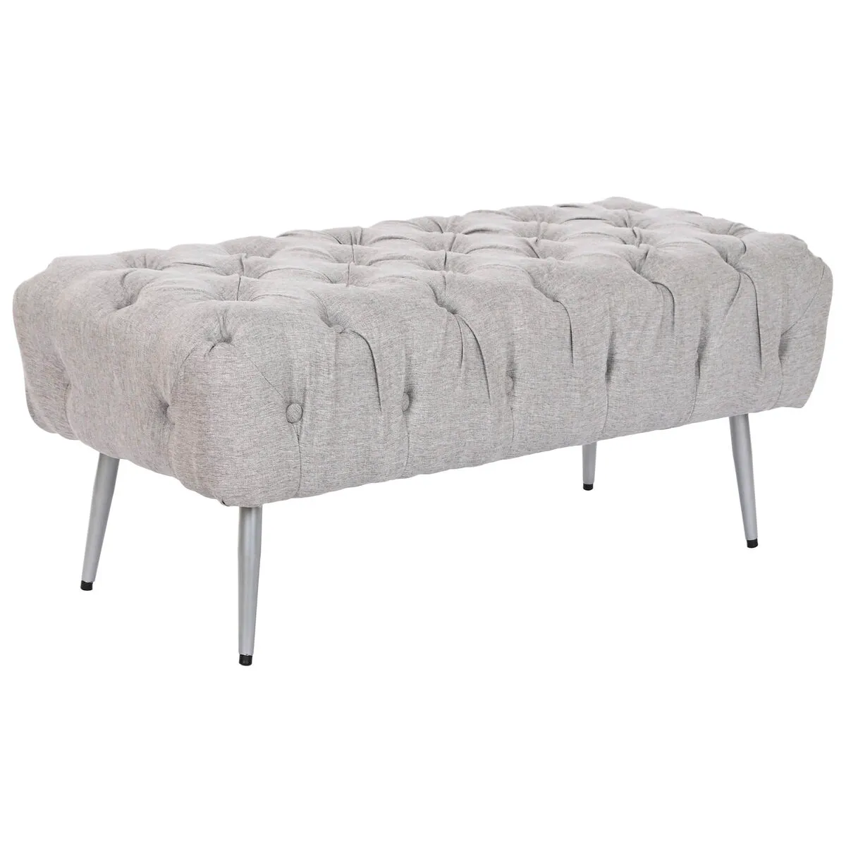 Panca Home ESPRIT Grigio Argentato Poliestere Metallo 103 x 46 x 42 cm