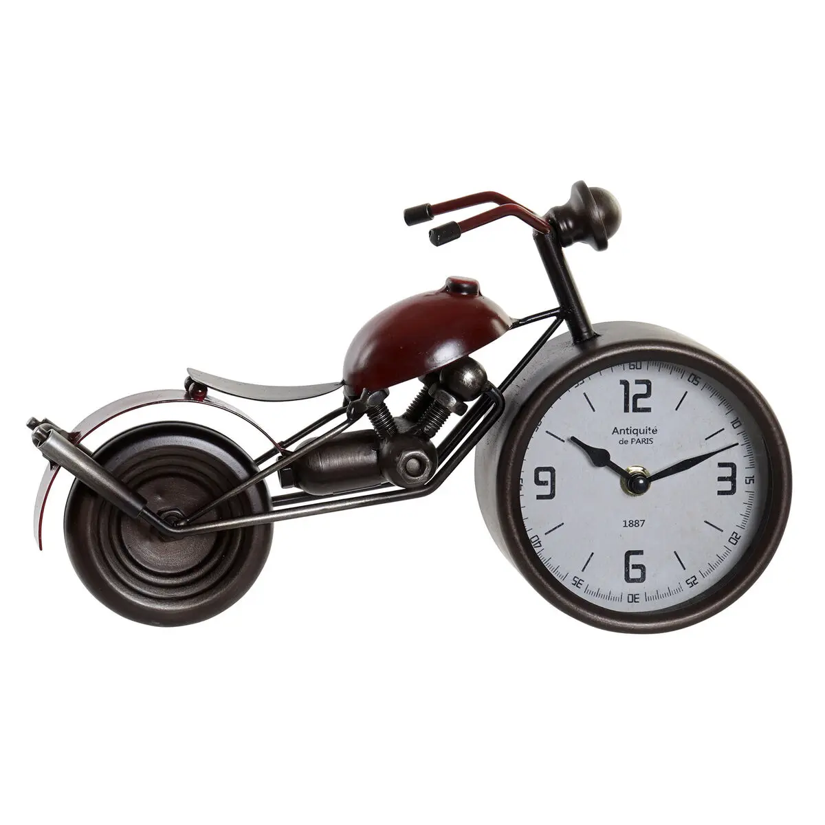 Orologio da Tavolo Home ESPRIT Rosso Metallo Cristallo Legno MDF Moto Vintage 32,5 x 10 x 18 cm