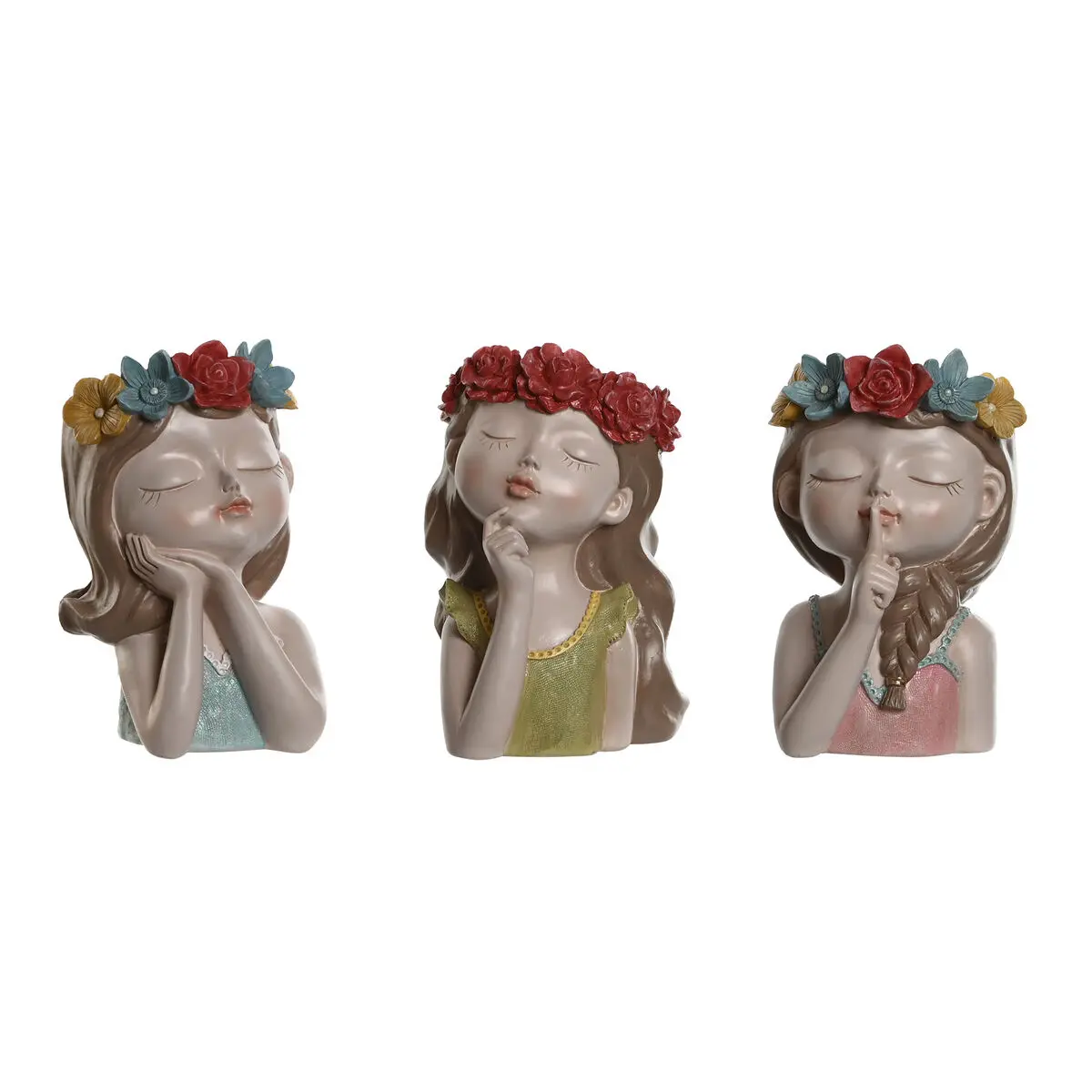 Statua Decorativa Home ESPRIT Multicolore Donne 18 x 15 x 26 cm (3 Unità)