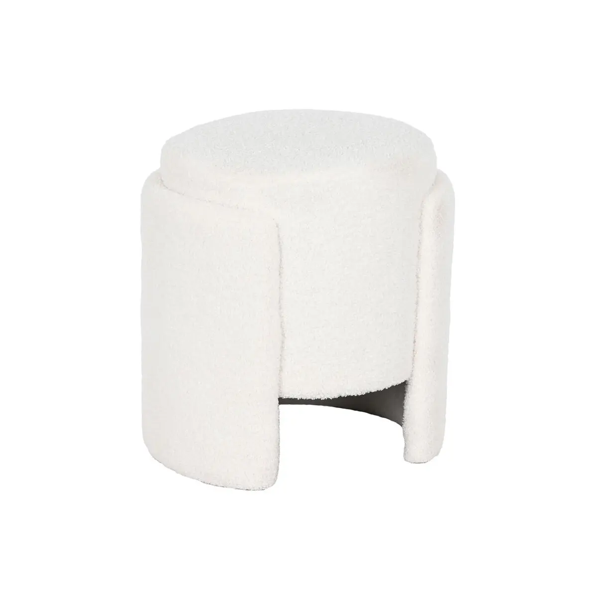 Poggiapiedi Home ESPRIT Bianco Poliestere Legno MDF Scandi 40 x 40 x 43 cm