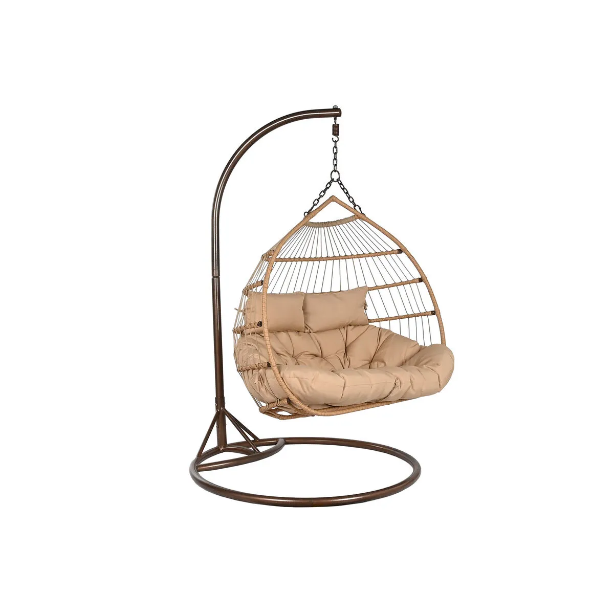 Sedia da giardino sospesa Home ESPRIT Marrone scuro Marrone Chiaro Alluminio rattan sintetico 130 x 61 x 117 cm