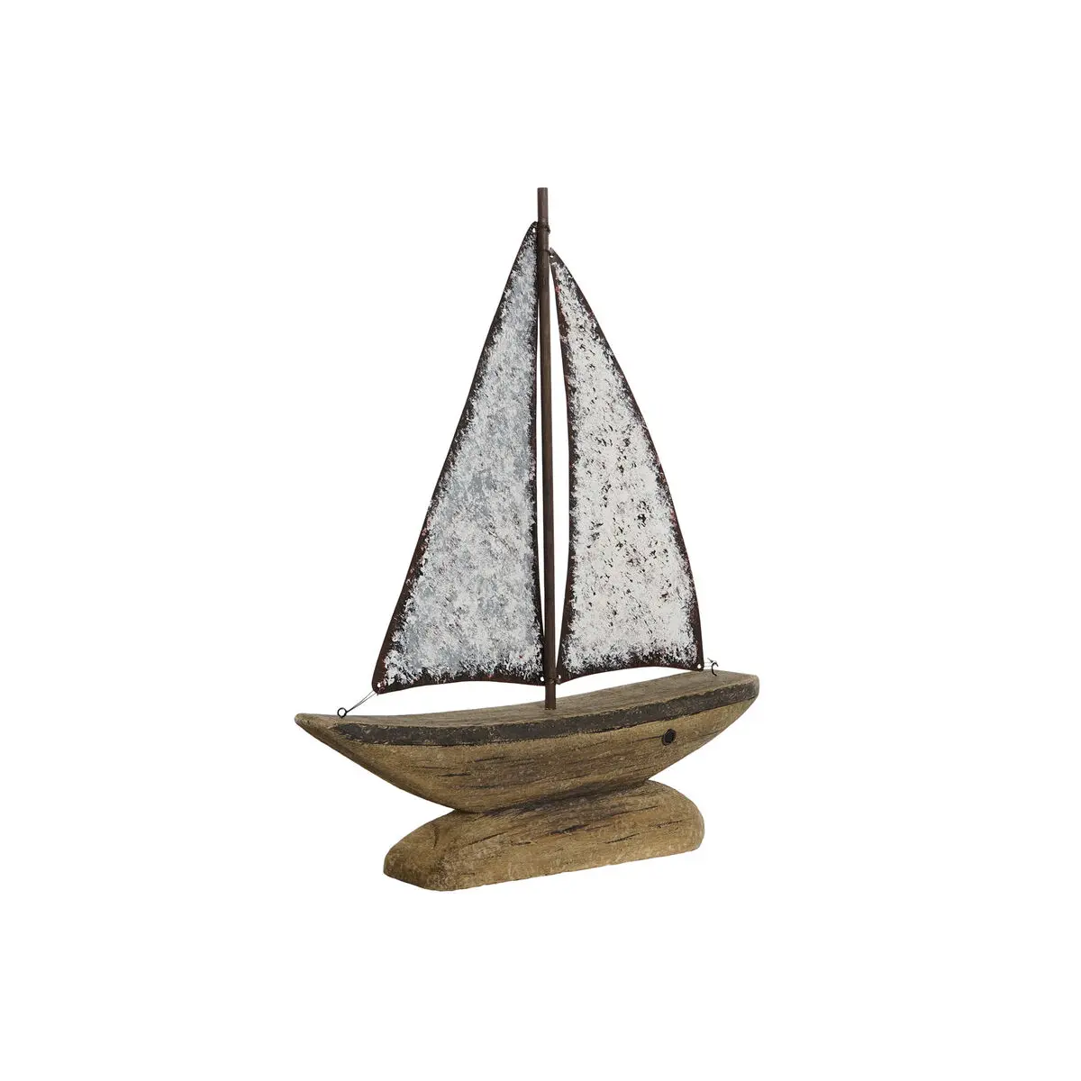 Statua Decorativa Home ESPRIT Bianco Naturale Barca a vela Finitura invecchiata 35,3 x 8 x 46,5 cm