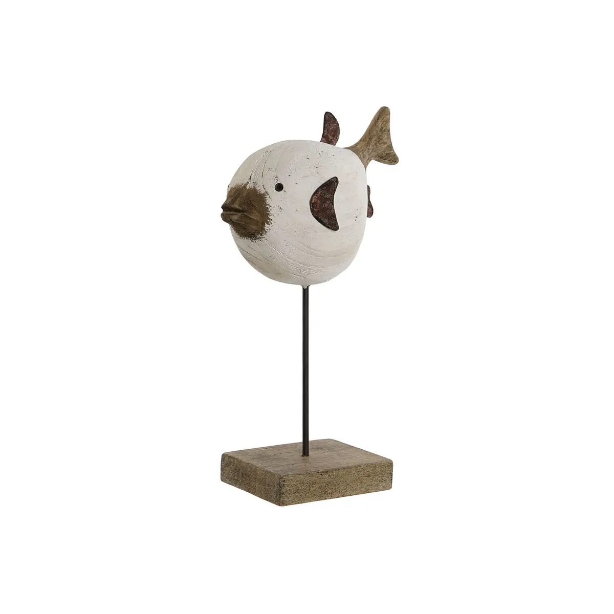 Statua Decorativa Home ESPRIT Bianco Naturale Pesce 17 x 8 x 27,3 cm