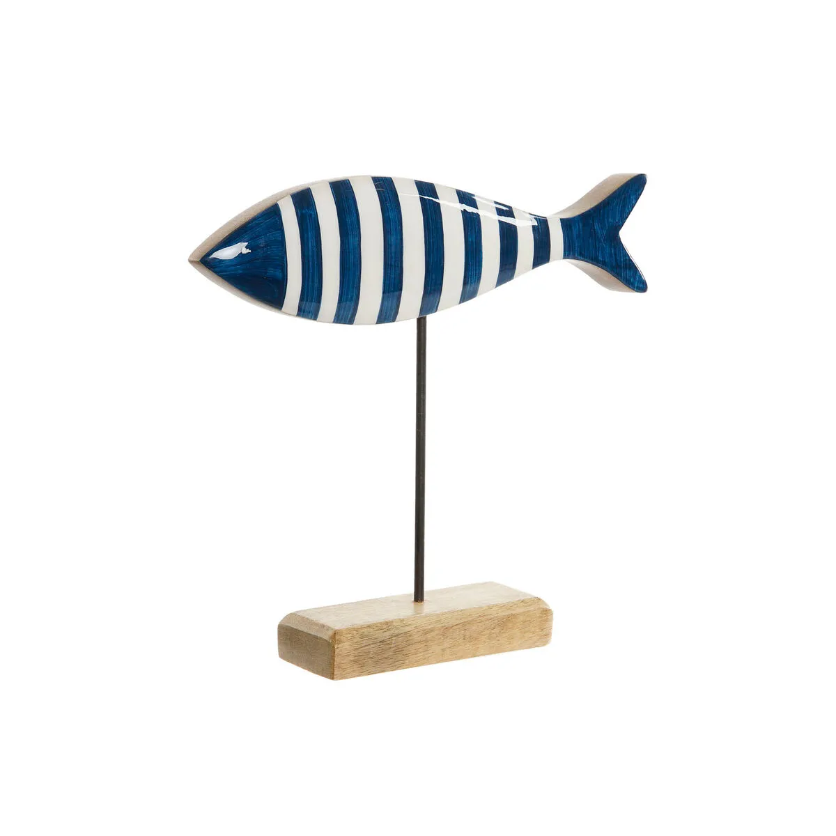 Statua Decorativa Home ESPRIT Azzurro Bianco Naturale Pesce Mediterraneo 25 x 5 x 22 cm (2 Unità)