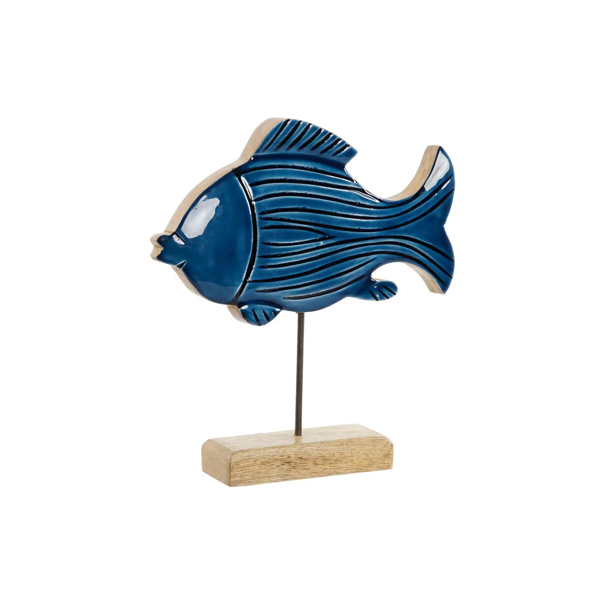 Statua Decorativa Home ESPRIT Azzurro Naturale Pesce Mediterraneo 23 x 5 x 25 cm