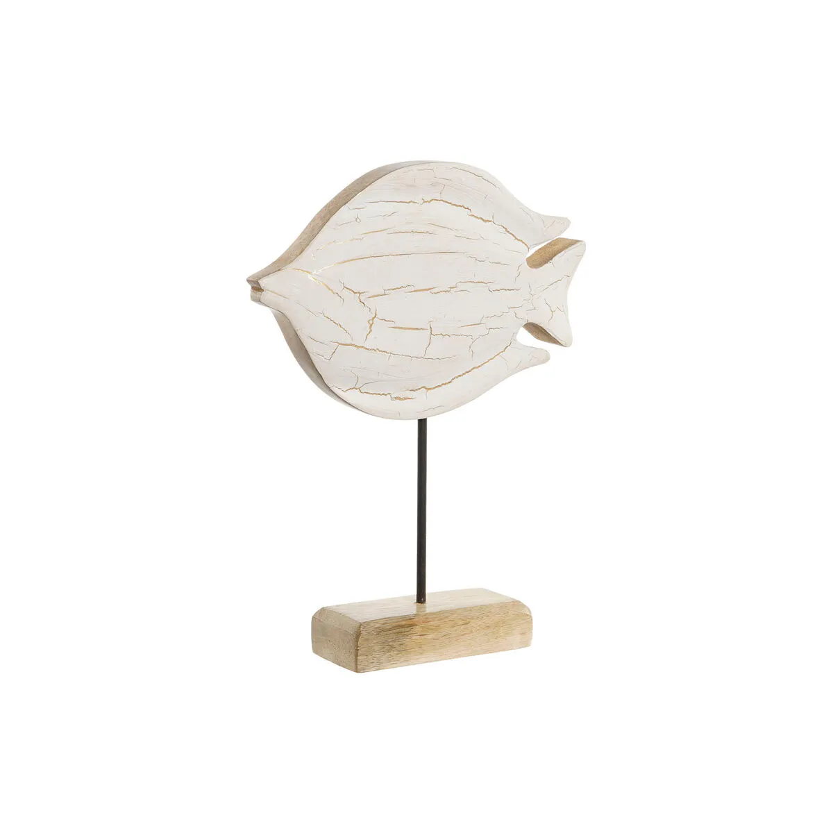 Statua Decorativa Home ESPRIT Bianco Naturale Pesce Mediterraneo 18 x 5 x 24 cm