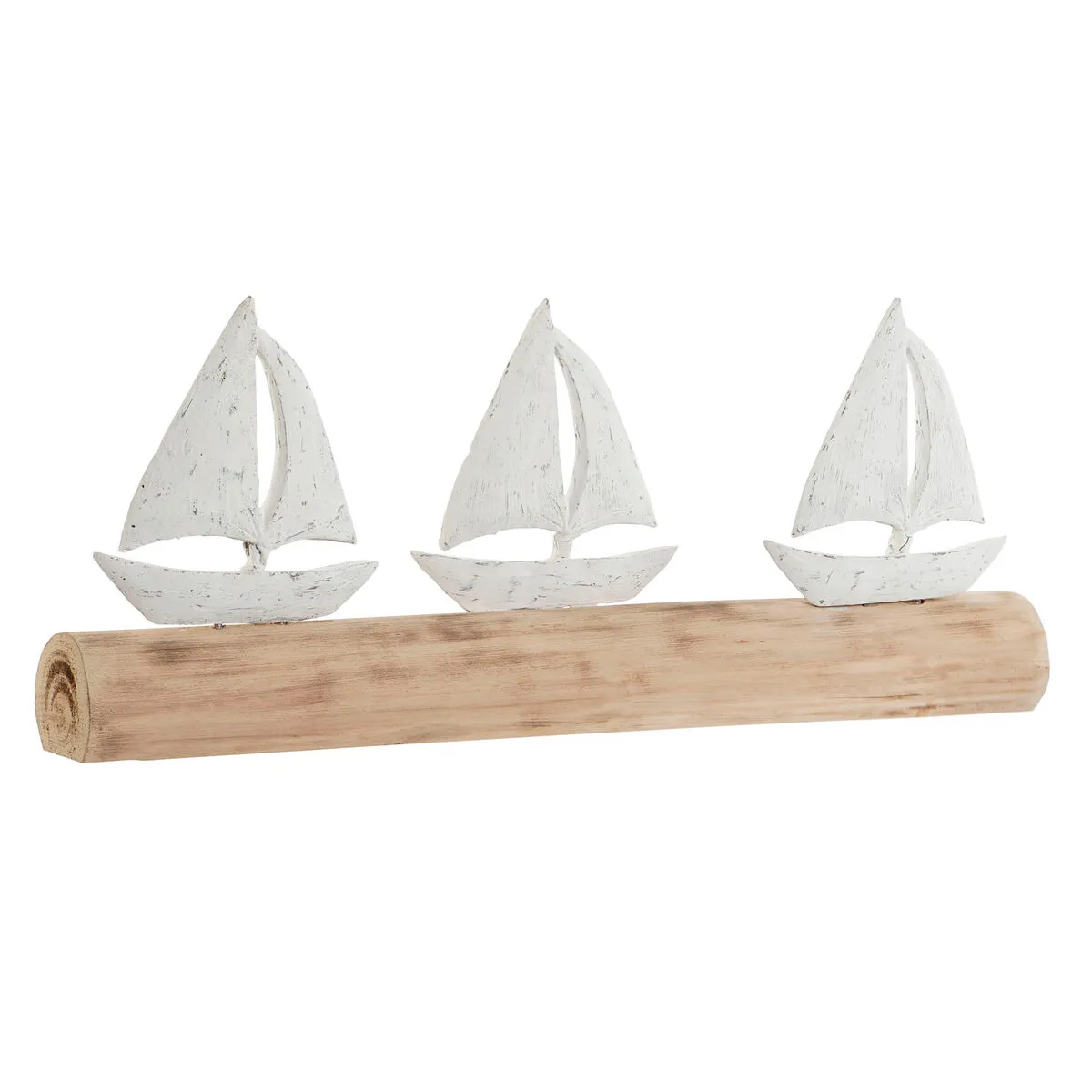 Statua Decorativa Home ESPRIT Bianco Naturale Velieri Mediterraneo 62 x 8,5 x 25,5 cm