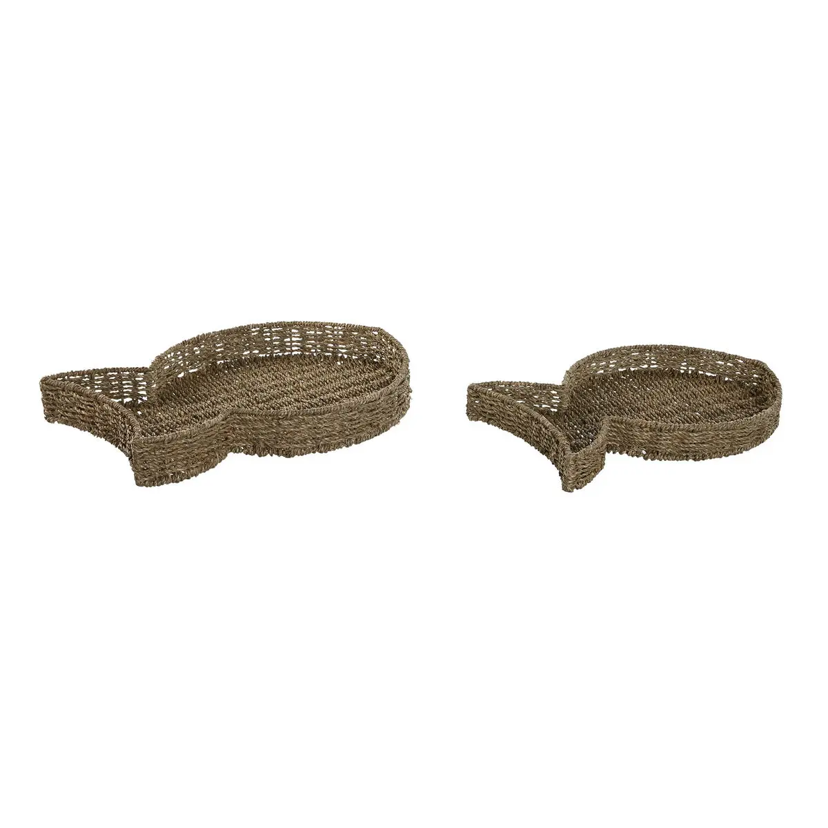 Set di Vassoi Home ESPRIT Naturale Metallo Pesce Mediterraneo 49 x 33 x 6 cm (2 Unità)