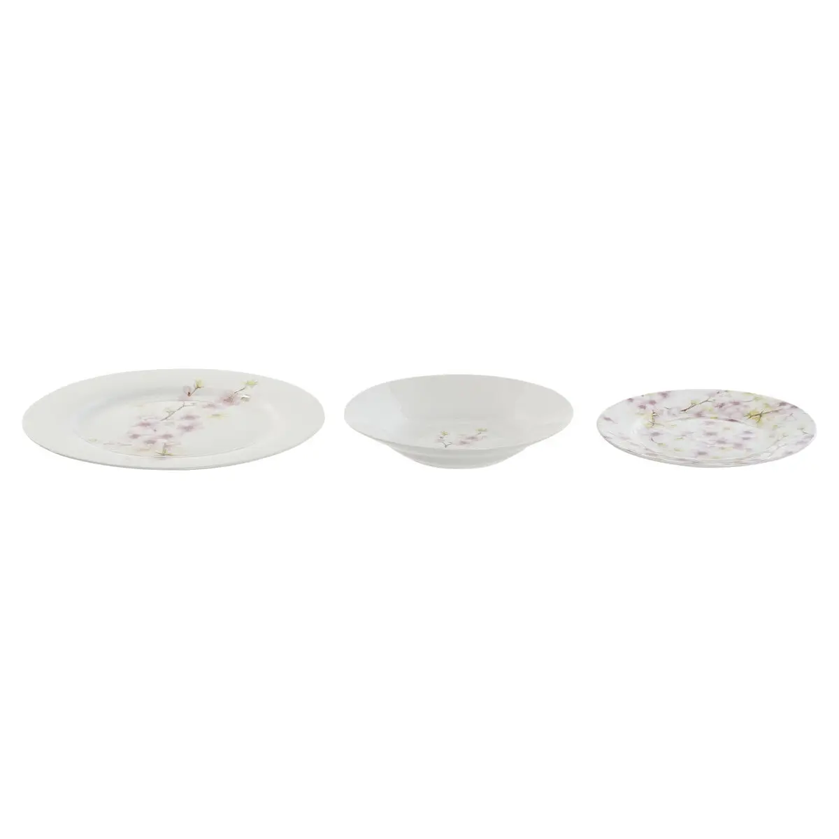 Set di Stoviglie Home ESPRIT Bianco Verde Rosa Porcellana 18 Pezzi 27 x 27 x 2 cm