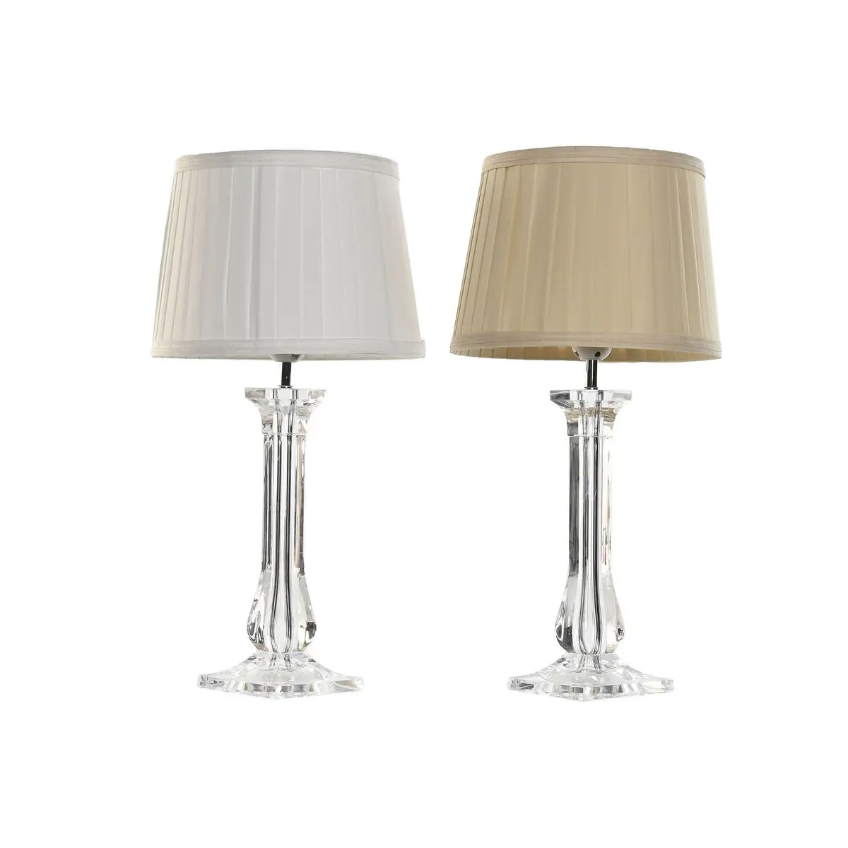 Lampada da tavolo Home ESPRIT Bianco Beige Metallo 60 W 220 V 25 x 25 x 50 cm (2 Unità)