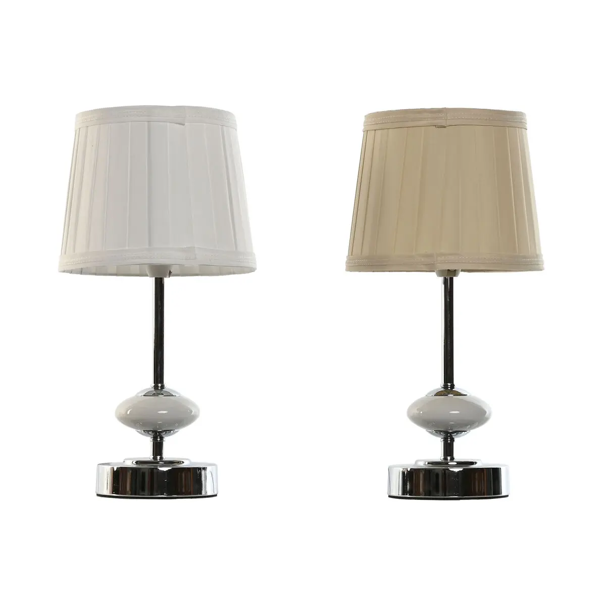 Lampada da tavolo Home ESPRIT Bianco Beige Metallo Porcellana 20 W 220 V 17,5 x 17,5 x 35 cm (2 Unità)