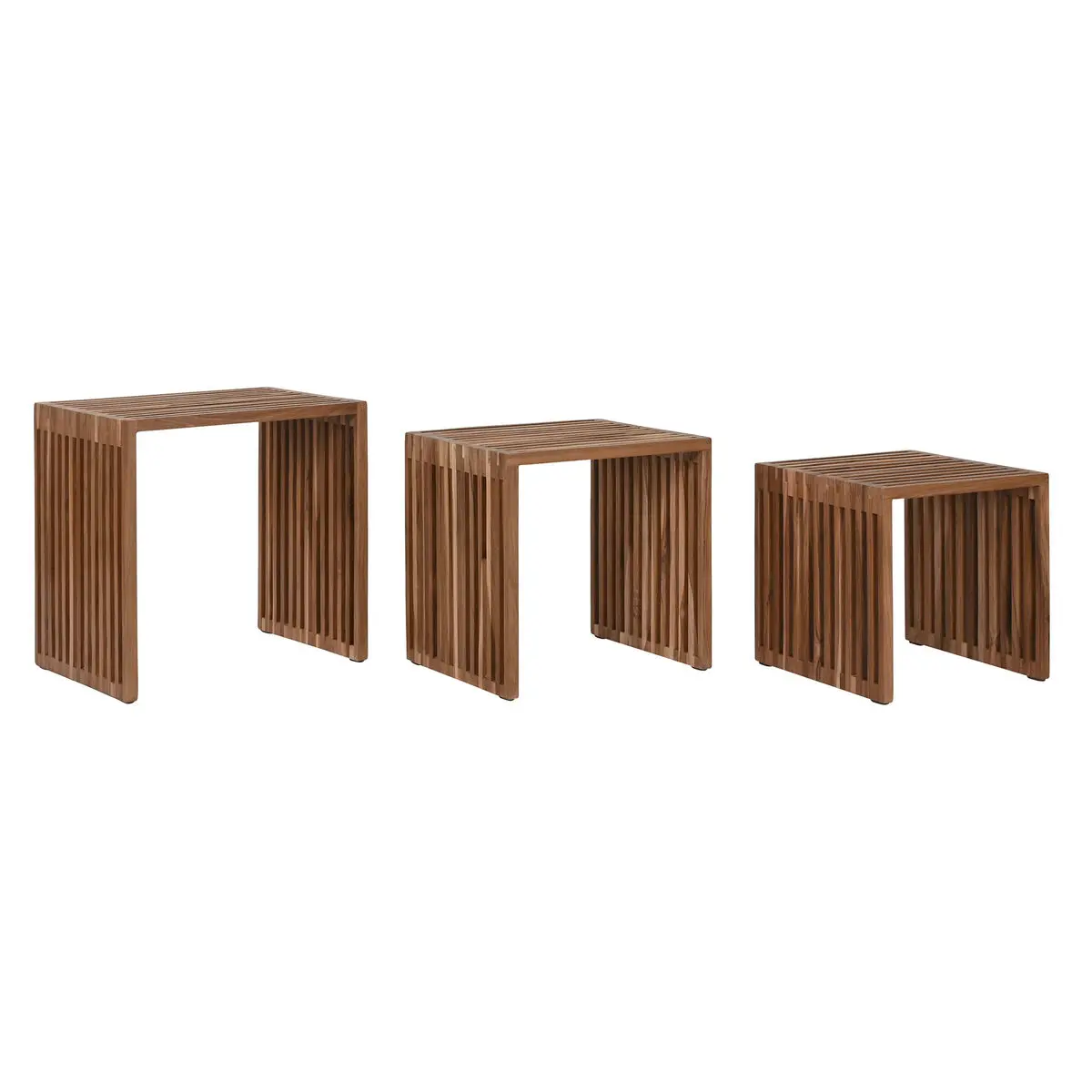 Set di 3 tavoli Home ESPRIT Naturale Teca 40 x 40 x 40 cm