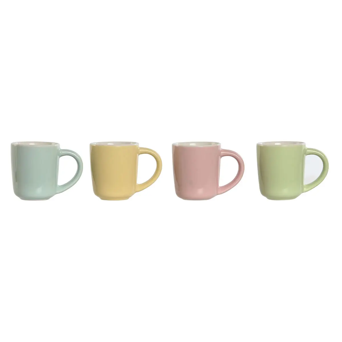 Set di Tazze da Caffè Home ESPRIT Giallo Azzurro Verde Rosa Porcellana 90 ml 4 Pezzi