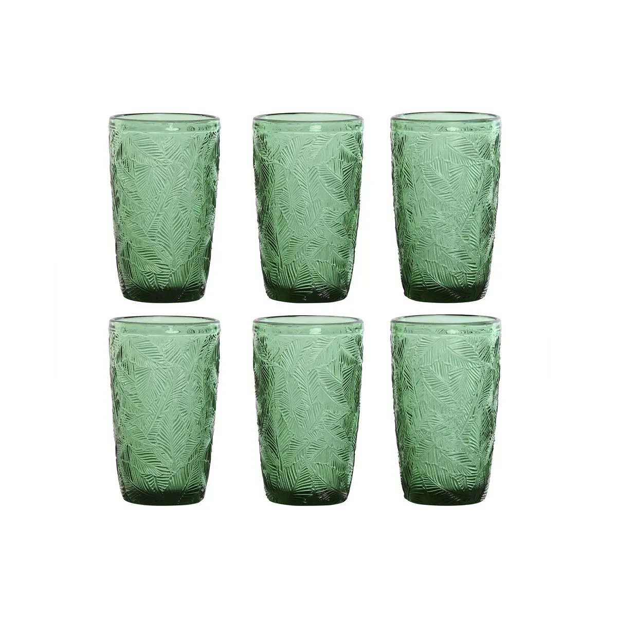 Set di Bicchieri Home ESPRIT Verde Cristallo Con rilievo 370 ml