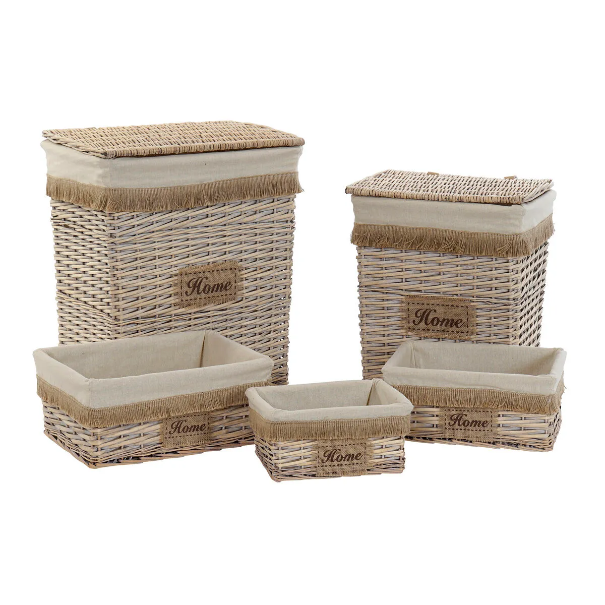 Set di Cestini Home ESPRIT Marrone Naturale 47 x 35 x 56 cm (5 Pezzi)