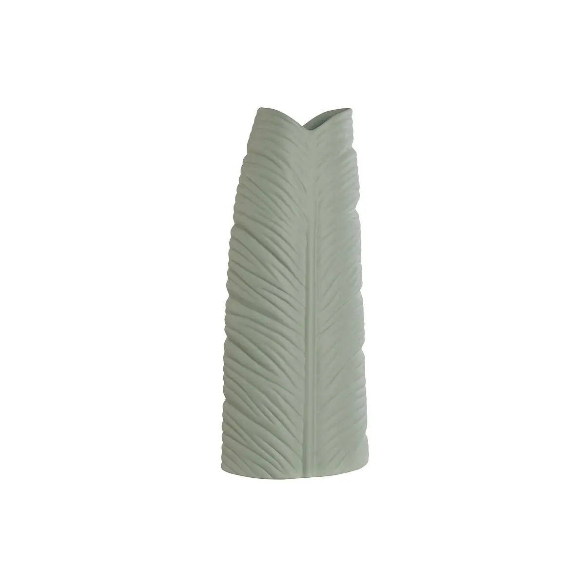 Vaso Home ESPRIT Verde Gres Tropicale Foglia della pianta 21 x 10 x 50 cm