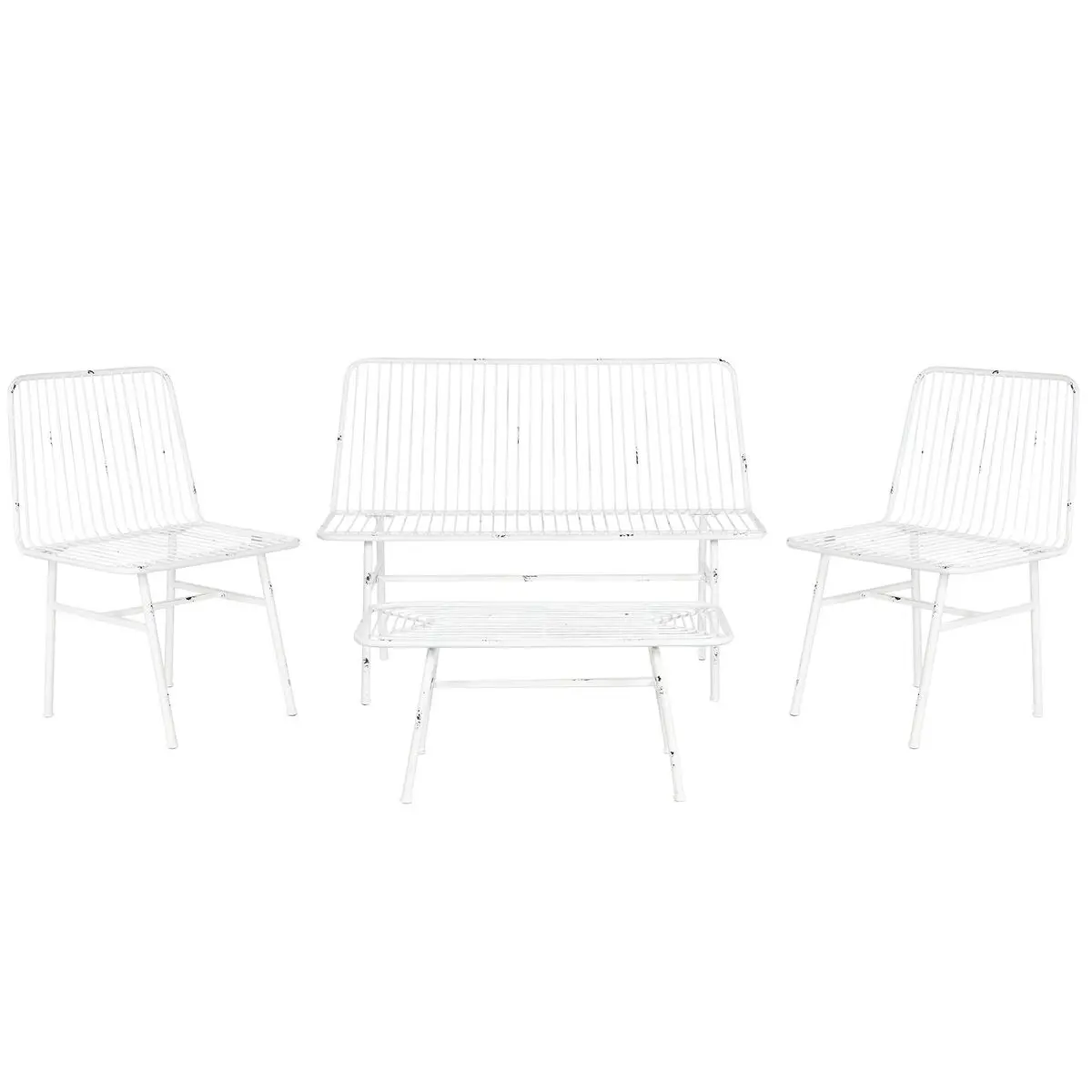 Set Tavolo con 3 Sedie Home ESPRIT Bianco Metallo 115 x 53 x 83 cm