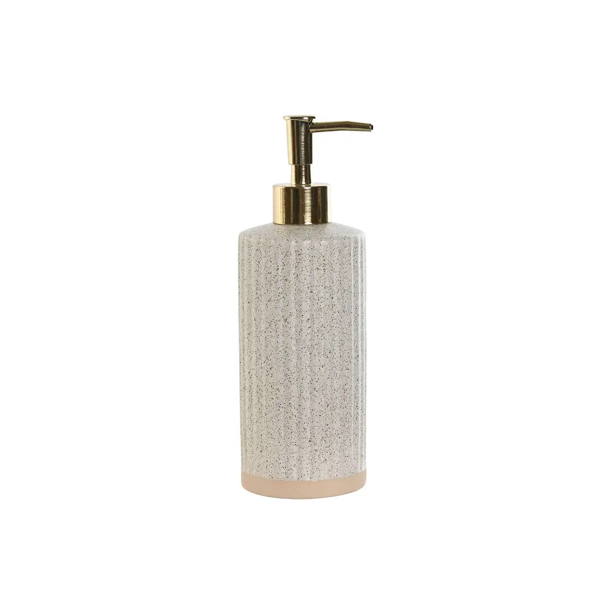 Dispenser di Sapone Home ESPRIT Beige Dorato Gres Mat 8 x 7 x 21 cm