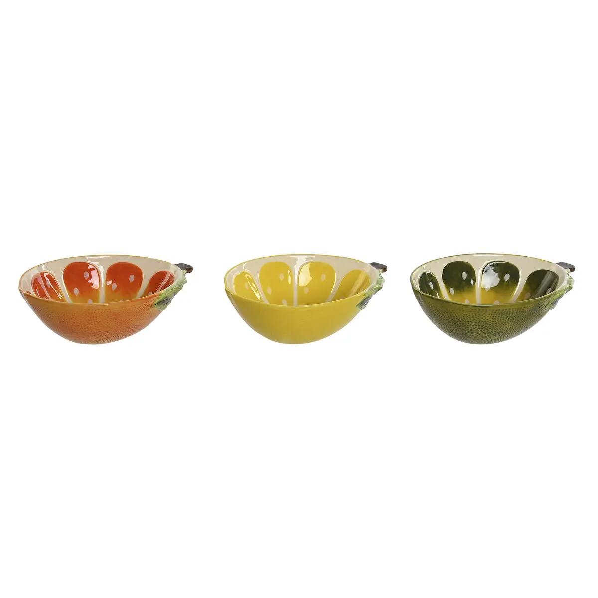 Ciotola per Aperitivi Home ESPRIT Giallo Verde Gres Limone 23,5 x 17 x 7,5 cm (3 Unità)