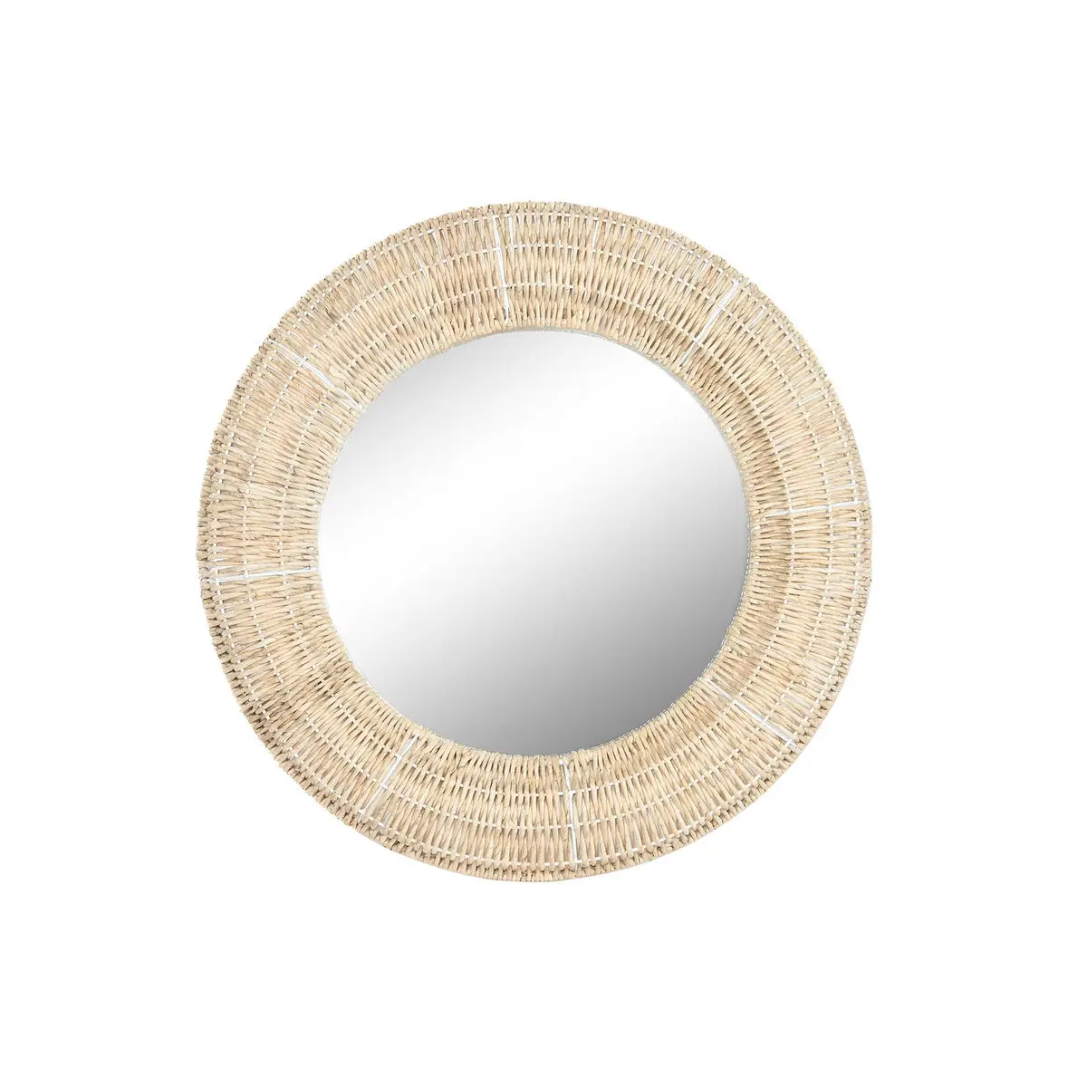 Specchio da parete Home ESPRIT Naturale Metallo Fibra Tropicale 90 x 8 x 90 cm