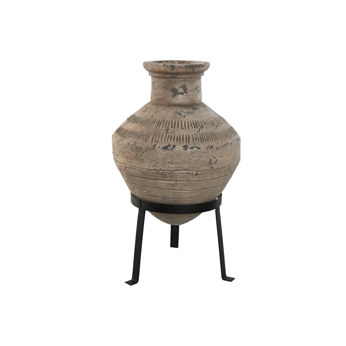 Vaso Home ESPRIT Nero Beige Metallo Magnesio 28 x 28 x 47 cm