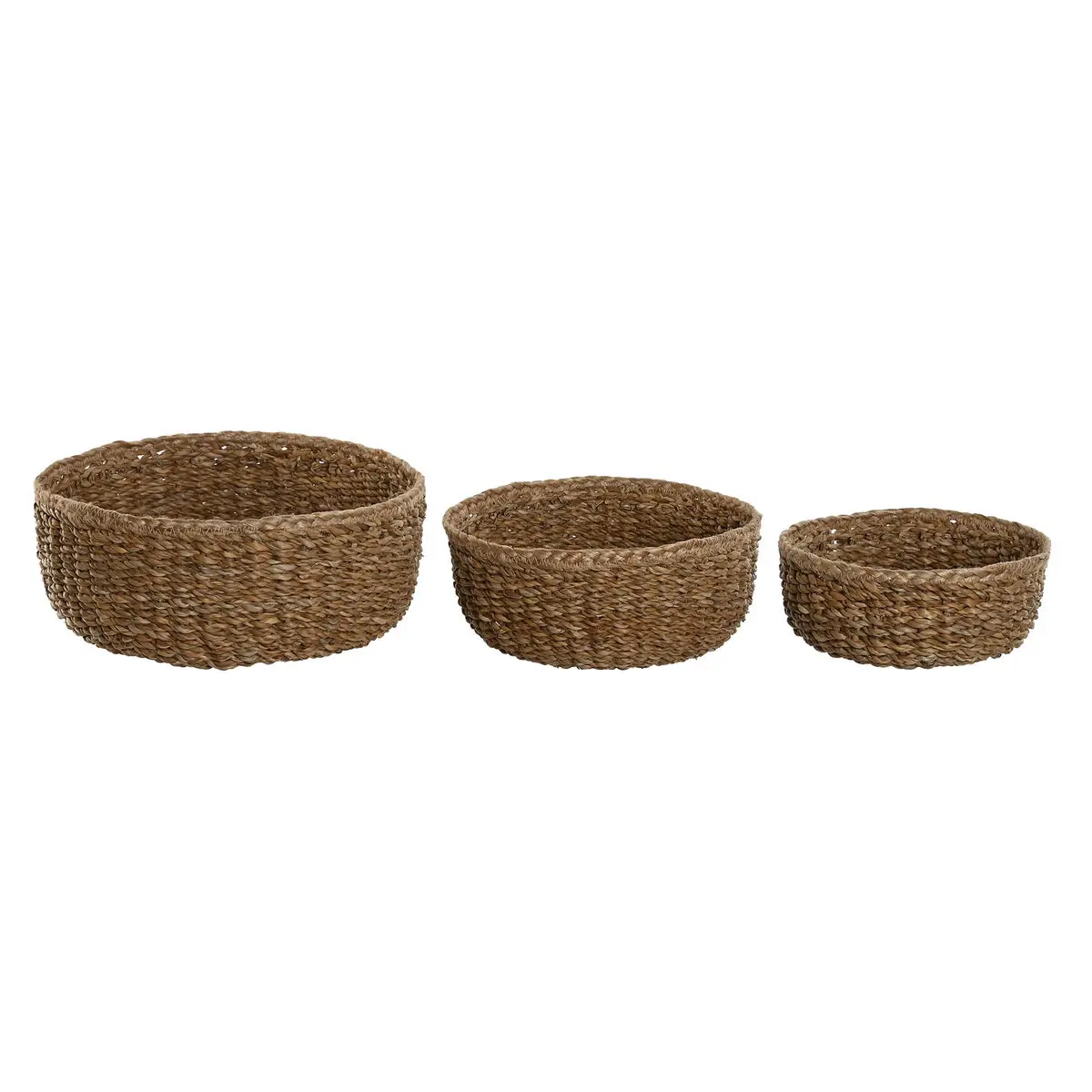 Set di Cestini Home ESPRIT Naturale Fibra naturale Boho 30 x 30 x 13 cm (3 Pezzi)