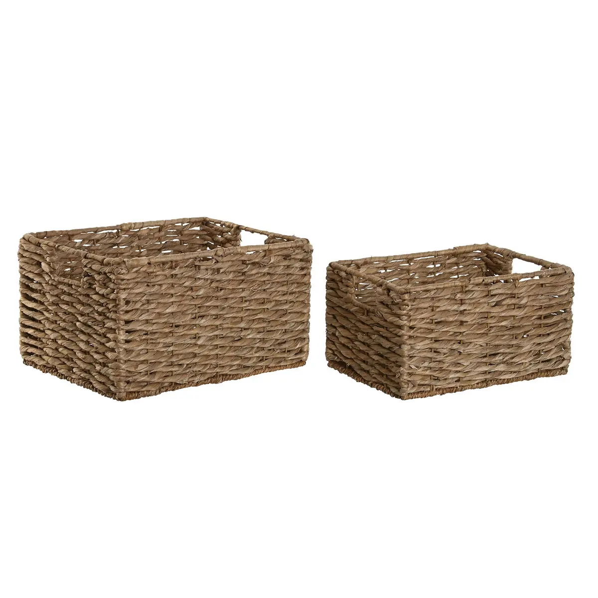 Set di Cestini Home ESPRIT Naturale Metallo Fibra naturale 36 x 28 x 21 cm (2 Pezzi)