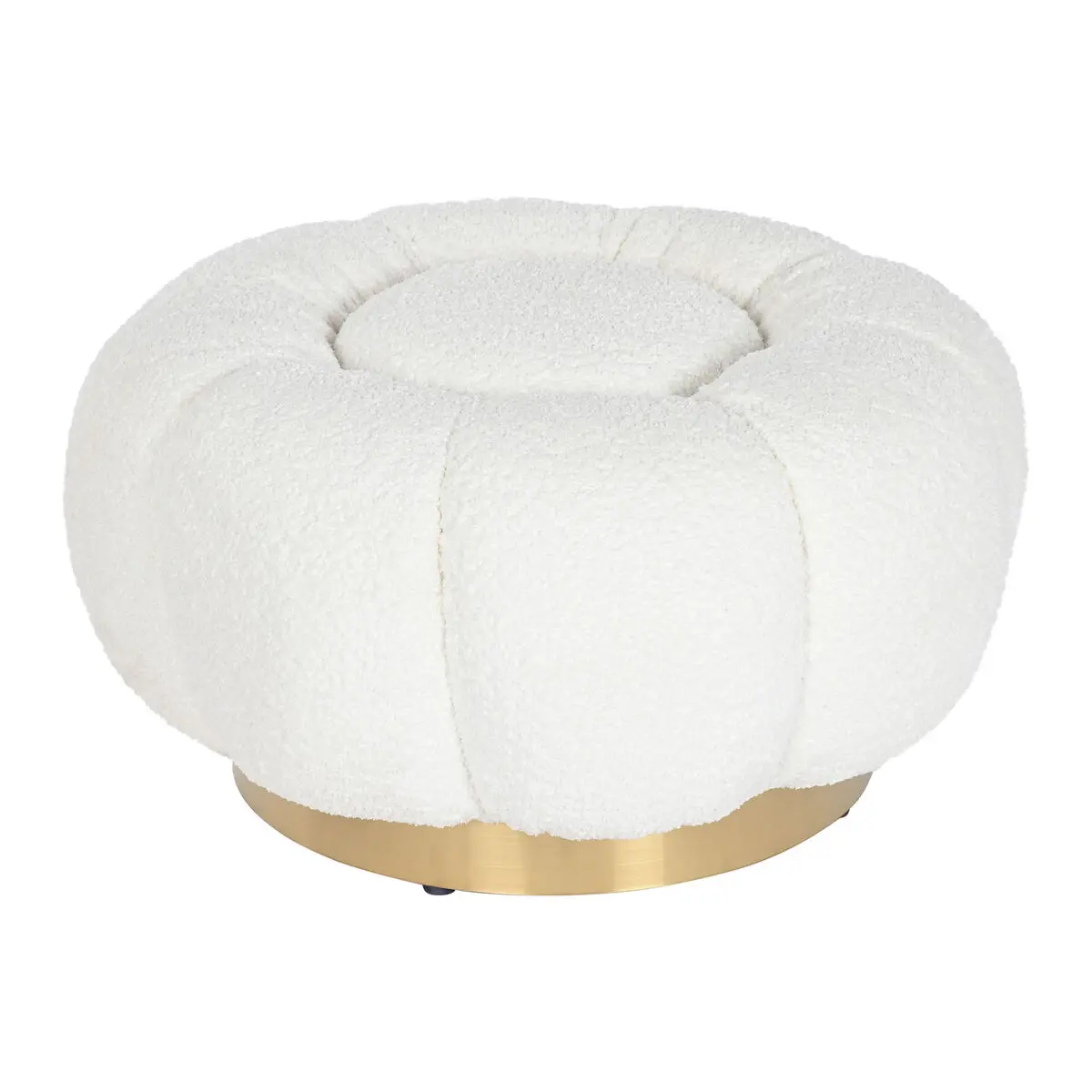 Poggiapiedi Home ESPRIT Bianco Poliestere Metallo 65 x 65 x 35 cm