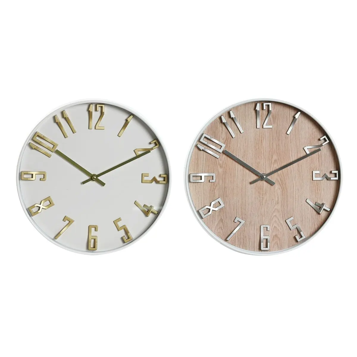 Orologio da Parete Home ESPRIT Bianco Dorato Argentato PVC 30 x 4 x 30 cm (2 Unità)