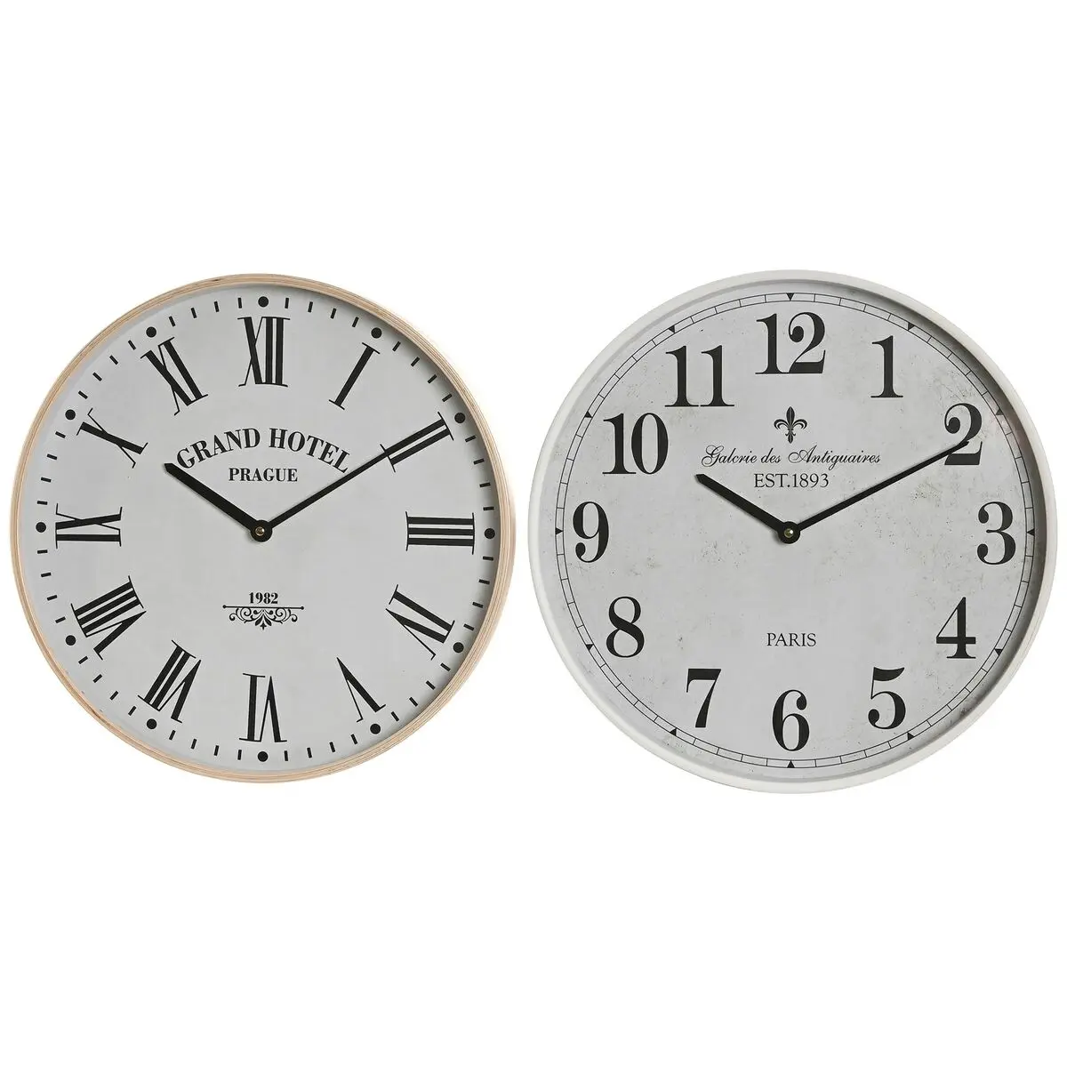 Orologio da Parete Home ESPRIT Bianco Cristallo Legno MDF 40 x 4,5 x 40 cm (2 Unità)