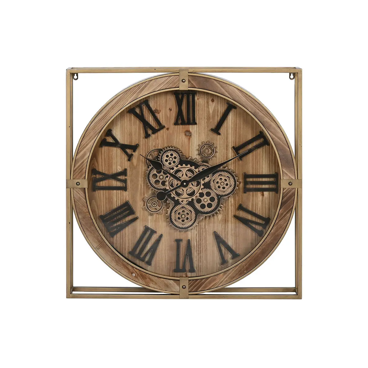 Orologio da Parete Home ESPRIT Dorato Naturale Cristallo Ferro Legno MDF 72 x 10 x 72 cm