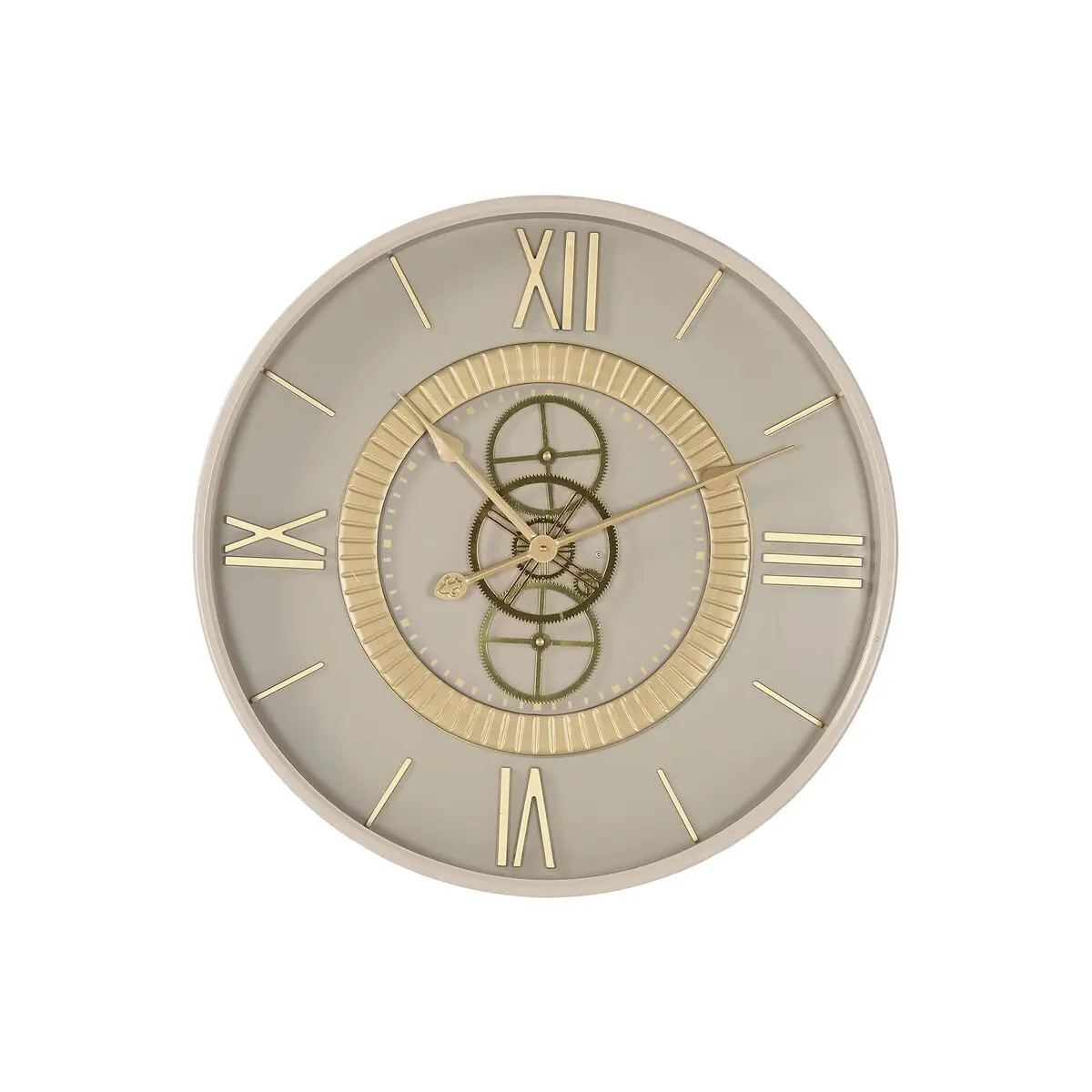 Orologio da Parete Home ESPRIT Bianco Beige Dorato Cristallo Ferro 60 x 8 x 60 cm 59,5 x 8,5 x 59,5 cm